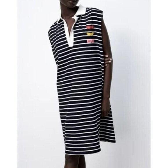 Zara Natacha Paschal Polo Dress Womens Small Striped Sleeveless Art to Wear - Picture 1 of 9